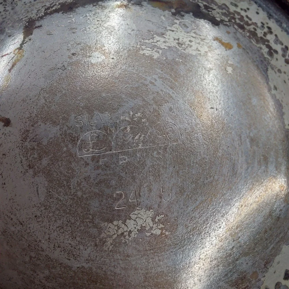Vtg Silver Plate Dish Flower Frog Floral Potpourri 2455 Victorian Ornate Style‎
